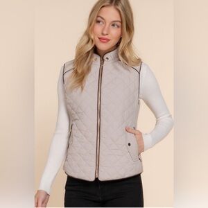 Elegant Beige Quilted Vest